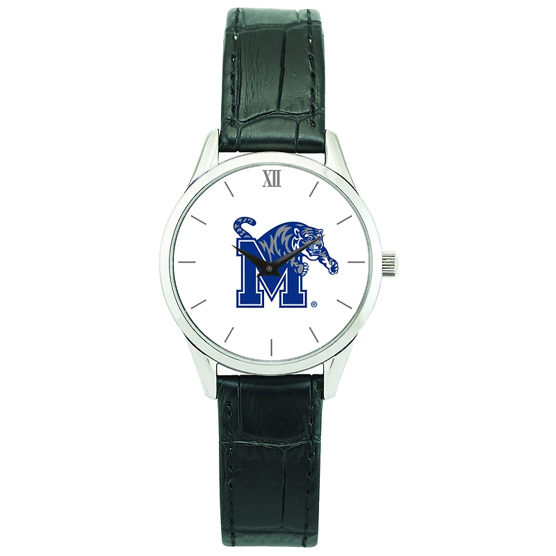 Women's Silver Memphis Tigers Stainless Steel Watch with Leather Band