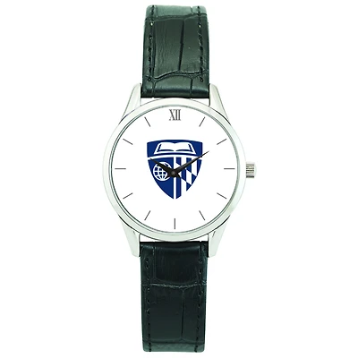 Women's Silver Johns Hopkins Blue Jays Stainless Steel Watch with Leather Band