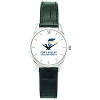 Women's Silver Fort Valley State Wildcats Stainless Steel Watch with Leather Band