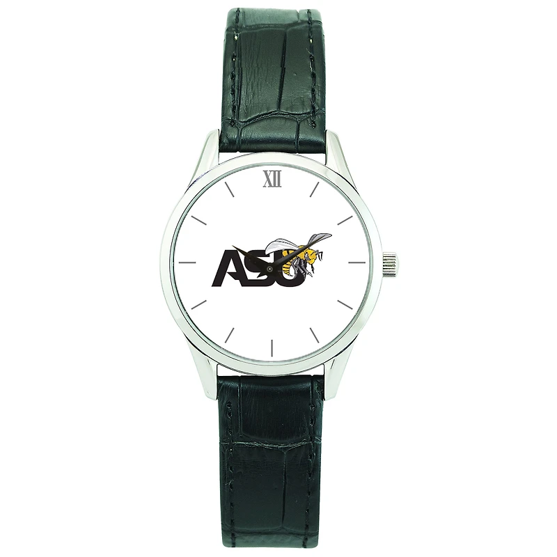 Women's Silver Alabama State Hornets Stainless Steel Watch with Leather Band