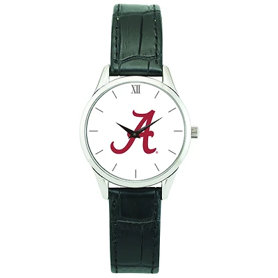 Women's Silver Alabama Crimson Tide Stainless Steel Watch with Leather Band