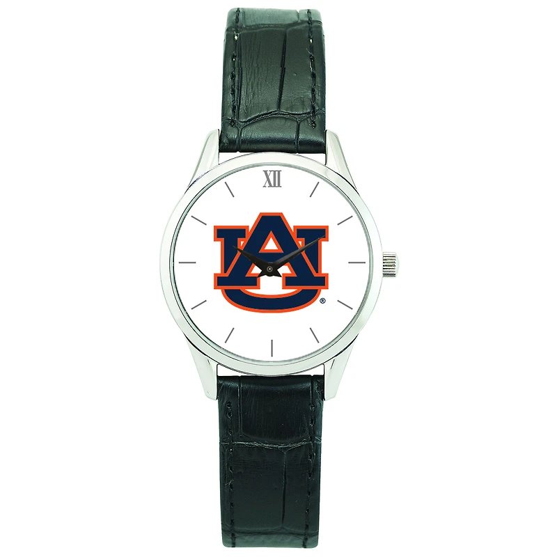 Women's Silver Auburn Tigers Stainless Steel Watch with Leather Band