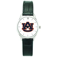 Women's Silver Auburn Tigers Stainless Steel Watch with Leather Band