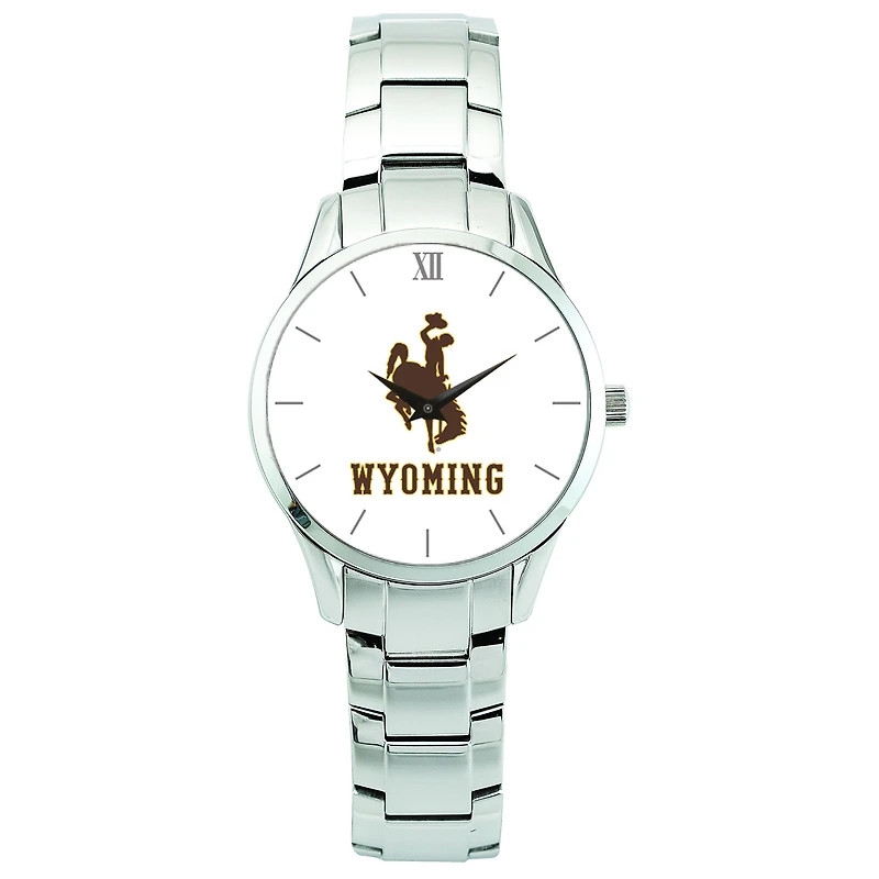 Men's Silver Wyoming Cowboys Stainless Steel Wristwatch