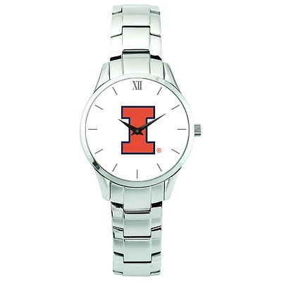 Men's Silver Illinois Fighting Illini Stainless Steel Wristwatch