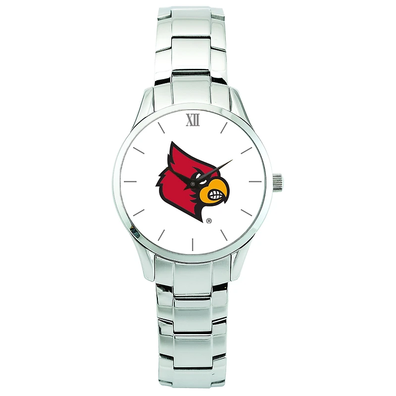 Men's Silver Louisville Cardinals Stainless Steel Wristwatch
