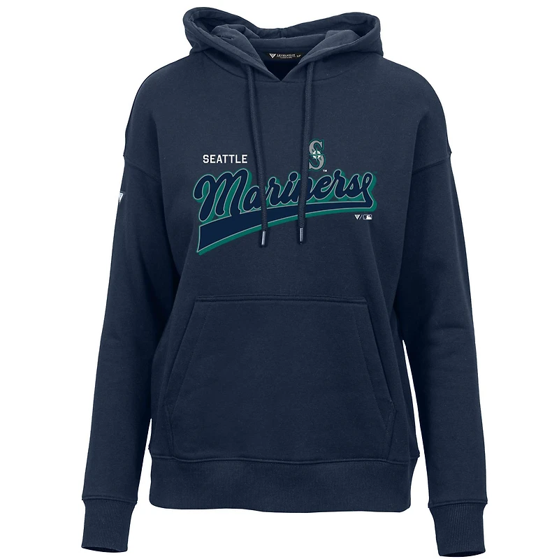 Women's Levelwear  Navy Seattle Mariners  Adorn Retro Rafter Pullover Hoodie