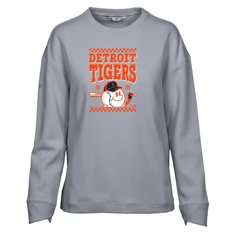 Women's Levelwear Gray Detroit Tigers Fiona Inaugural Pullover Sweatshirt