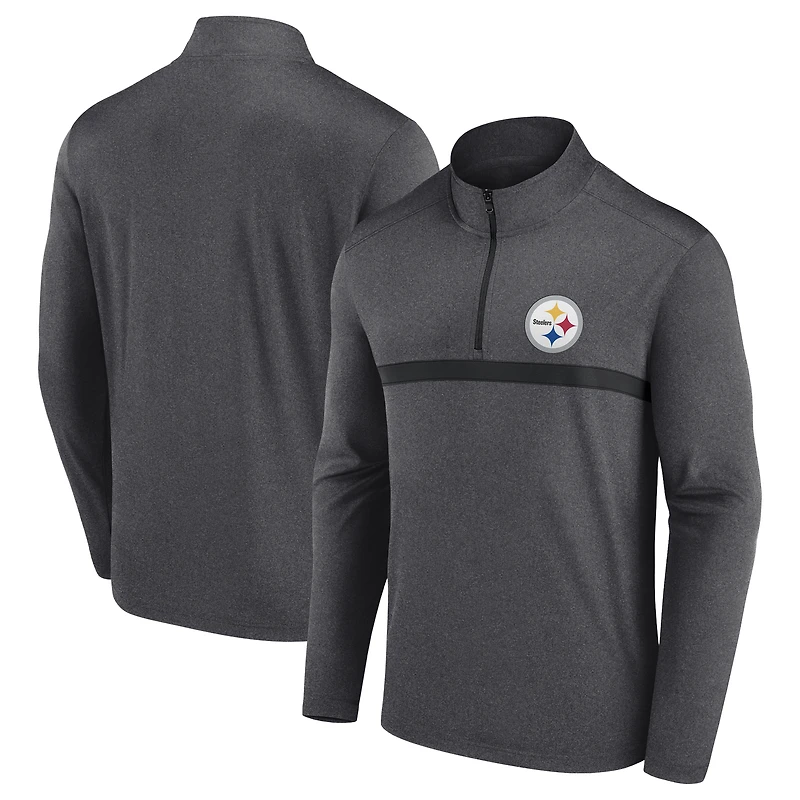 Men's Fanatics Charcoal Pittsburgh Steelers Head-to-Head Quarter-Zip Pullover