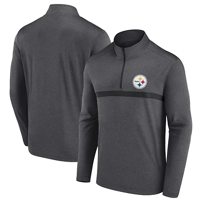 Men's Fanatics  Charcoal Pittsburgh Steelers Head-to-Head Quarter-Zip Pullover