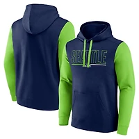 Men's Fanatics College Navy/Neon Green Seattle Seahawks Outline Pullover Hoodie