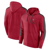 Men's Fanatics  Heather Red Tampa Bay Buccaneers Gains Full-Zip Hoodie