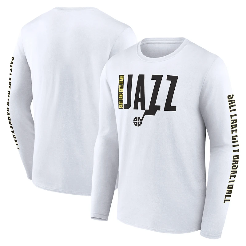 Men's Logo Athletic White Utah Jazz Vision Long Sleeve T-Shirt