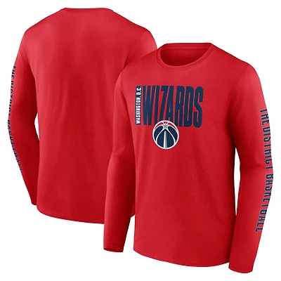 Men's Logo Athletic Red Washington Wizards Vision Long Sleeve T-Shirt