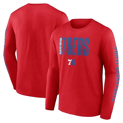 Men's Logo Athletic Red Philadelphia 76ers Vision Long Sleeve T-Shirt