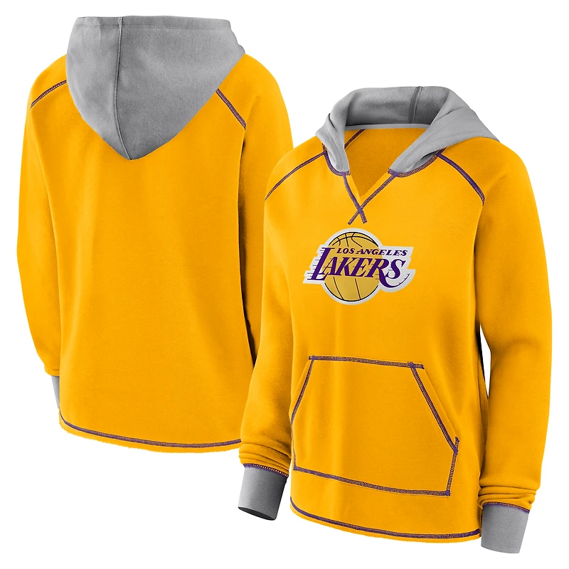 Women's Logo Athletic Gold Los Angeles Lakers Boom Pullover Hoodie
