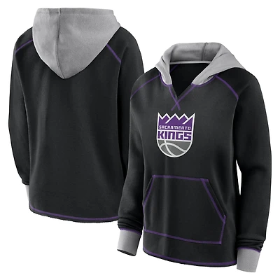 Women's Logo Athletic Black Sacramento Kings Boom Pullover Hoodie