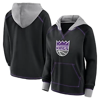 Women's Logo Athletic Black Sacramento Kings Boom Pullover Hoodie