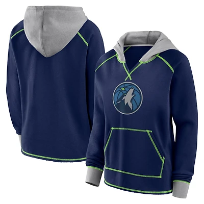 Women's Logo Athletic Navy Minnesota Timberwolves Boom Pullover Hoodie