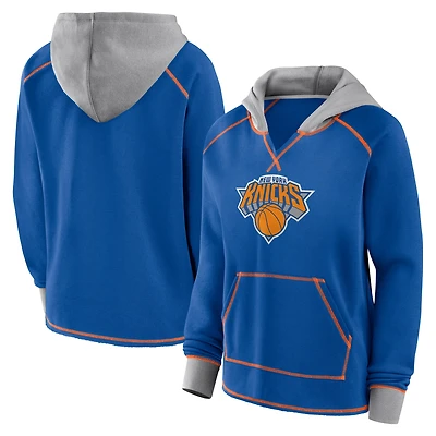 Women's Logo Athletic Blue New York Knicks Boom Pullover Hoodie