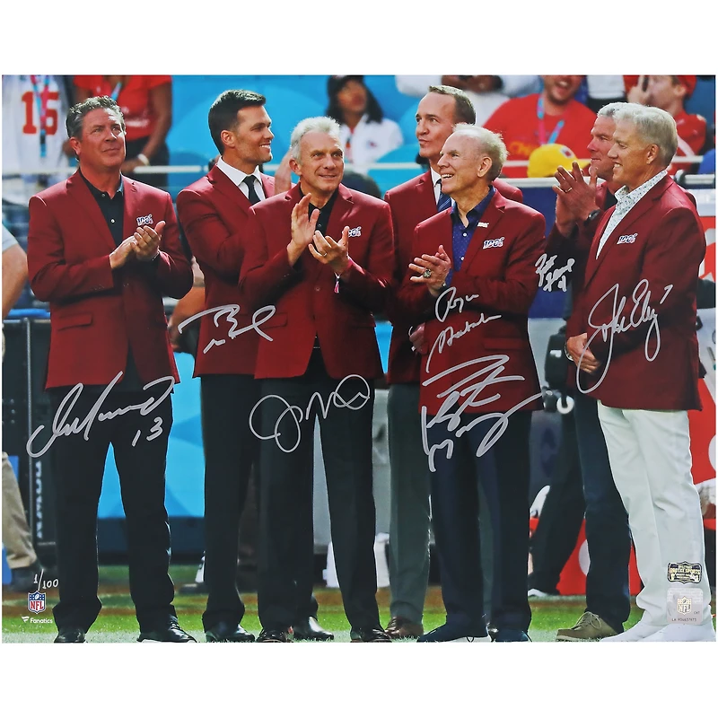 NFL Top 100 Quarterbacks Autographed 16" x 20" Red Jacket Ceremony Photograph with 7 Signatures