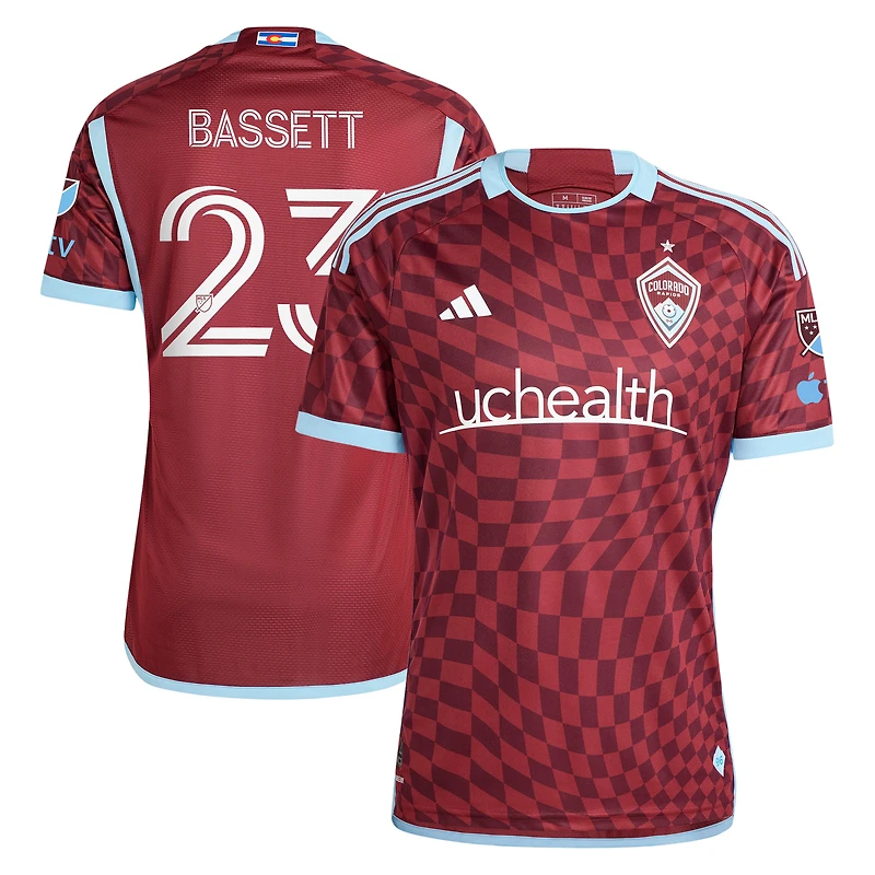 Men's adidas Cole Bassett Burgundy Colorado Rapids 2024 One Flag Kit Authentic Player Jersey