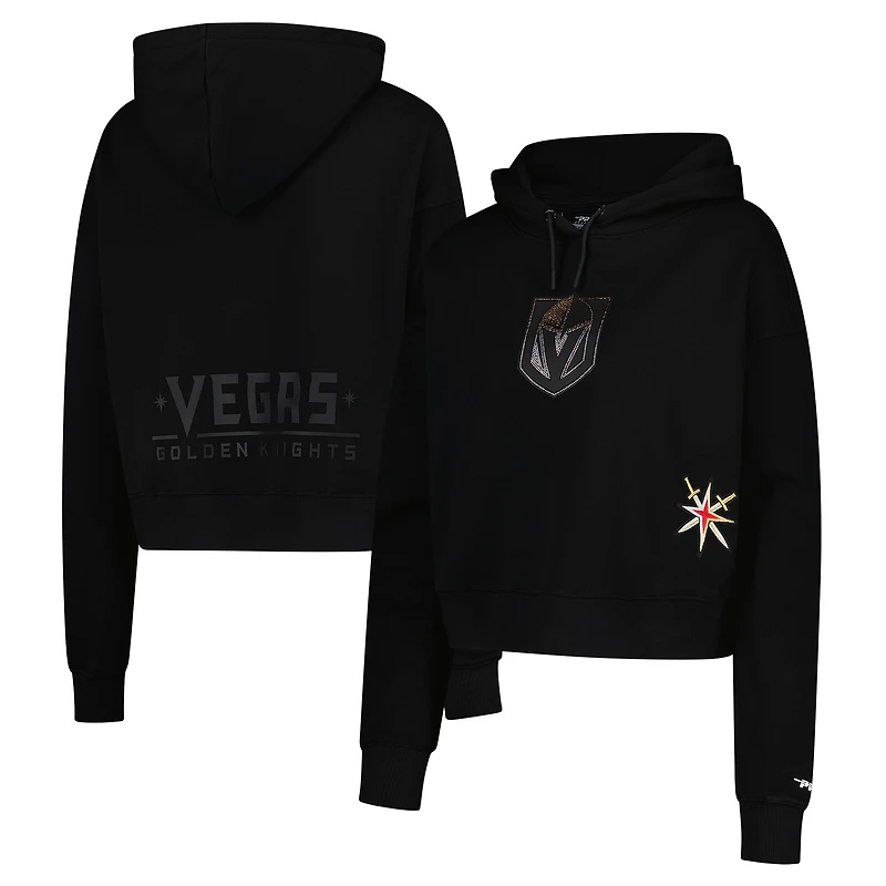 Women's Pro Standard Black Vegas Golden Knights Jewels Cropped Pullover Hoodie