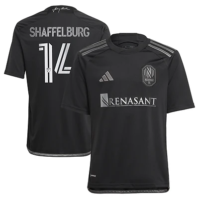 Youth adidas Jacob Shaffelburg Black Nashville SC 2024 Man In Black Kit Replica Player Jersey