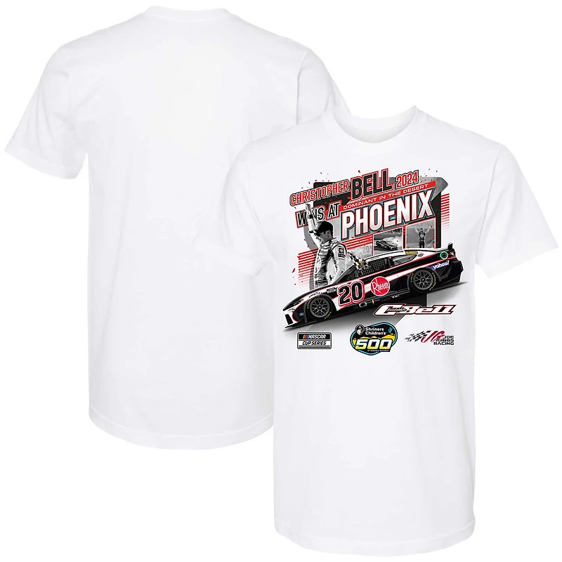 Men's Checkered Flag Sports  White Christopher Bell 2024 Shriners Children's 500 Race Win T-Shirt