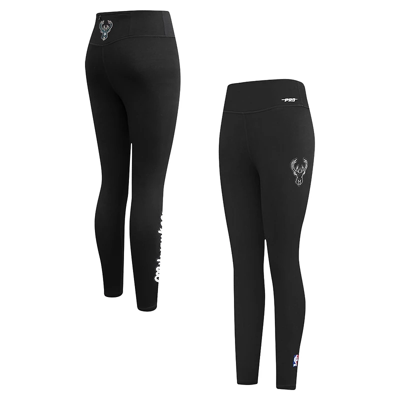Women's Pro Standard Black Milwaukee Bucks Paint the City Tri-Blend Jersey Leggings