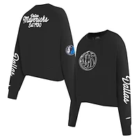 Women's Pro Standard Black Dallas Mavericks Paint The City Cropped Pullover Sweatshirt