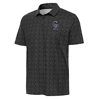 Men's Antigua Black Colorado Rockies Figment Polo