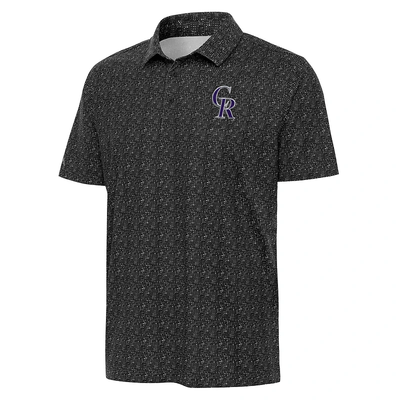 Men's Antigua Black Colorado Rockies Figment Polo