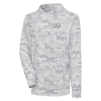 Men's Antigua  White Atlanta Braves Brushed Metallic Logo Sector Pullover Hoodie