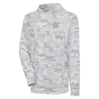 Men's Antigua  White Detroit Tigers Brushed Metallic Logo Sector Pullover Hoodie