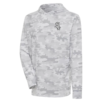 Men's Antigua  White Chicago White Sox Brushed Metallic Logo Sector Pullover Hoodie