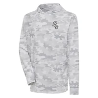 Men's Antigua  White Chicago White Sox Brushed Metallic Logo Sector Pullover Hoodie