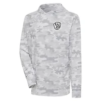 Men's Antigua  White Milwaukee Brewers Brushed Metallic Logo Sector Pullover Hoodie