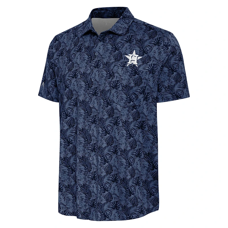 Men's Antigua  Navy Houston Astros Tonal Logo Resort Button-Up Shirt