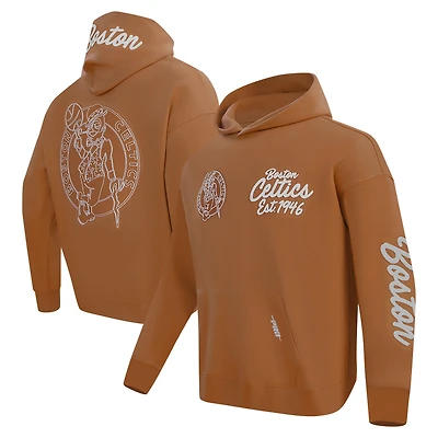Men's Pro Standard Brown Boston Celtics Paint the City Drop Shoulder Pullover Hoodie