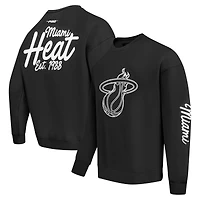 Men's Pro Standard Black Miami Heat Paint the City Drop Shoulder Sweatshirt