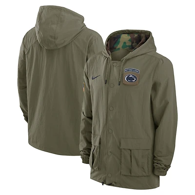 Men's Nike Olive Penn State Nittany Lions 2024 Military Appreciation Full-Snap Hoodie Military Jacket