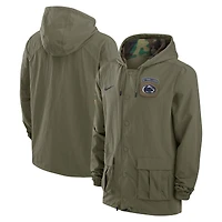 Men's Nike Olive Penn State Nittany Lions 2024 Military Appreciation Full-Snap Hoodie Military Jacket