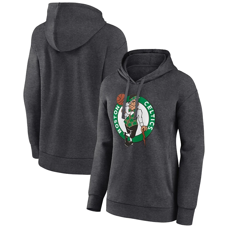Women's Charcoal Boston Celtics Primary Logo Pullover Hoodie