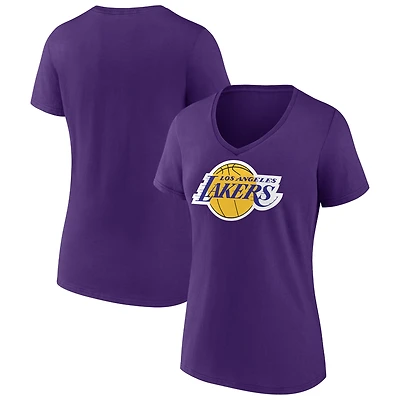 Women's Purple Los Angeles Lakers Primary Logo V-Neck T-Shirt