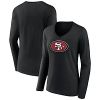 Women's Black San Francisco 49ers Primary Logo Long Sleeve V-Neck T-Shirt