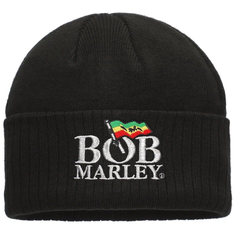 Unisex Black Bob Marley Logo Cuffed Knit Hat