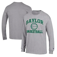 Men's Champion Heather Gray Baylor Bears Basketball Icon Long Sleeve T-Shirt