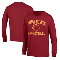 Men's Champion Cardinal Iowa State Cyclones Basketball Icon Long Sleeve T-Shirt