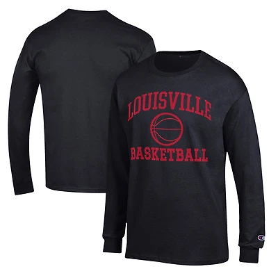 Men's Champion Black Louisville Cardinals Basketball Icon Long Sleeve T-Shirt